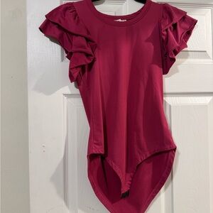 Ruffled Sleeve Bodysuit in pink
